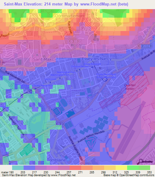 Saint-Max,France Elevation Map