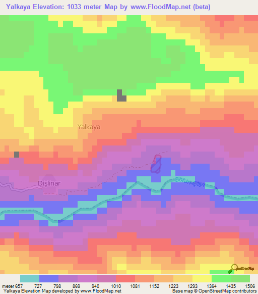 Yalkaya,Turkey Elevation Map