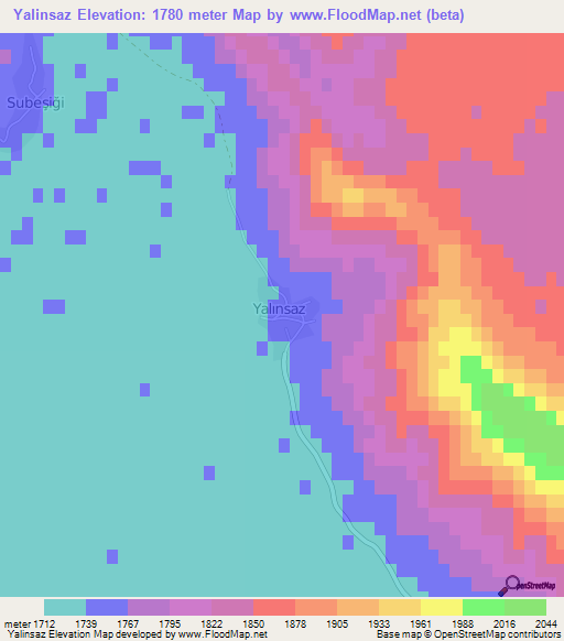 Yalinsaz,Turkey Elevation Map