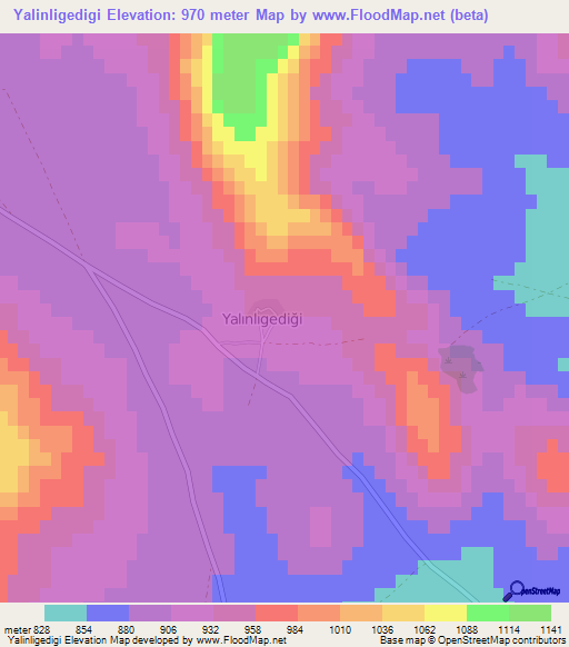 Yalinligedigi,Turkey Elevation Map