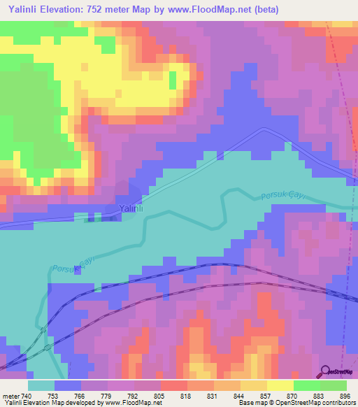 Yalinli,Turkey Elevation Map