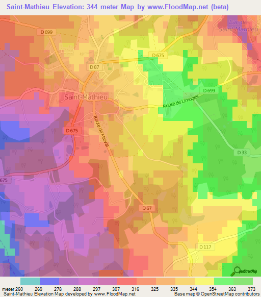 Saint-Mathieu,France Elevation Map