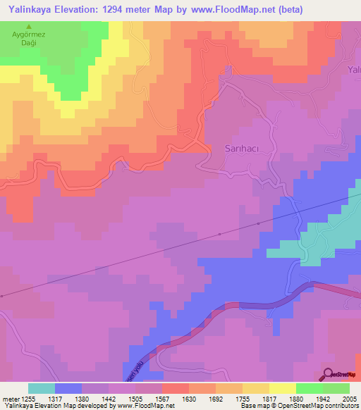 Yalinkaya,Turkey Elevation Map