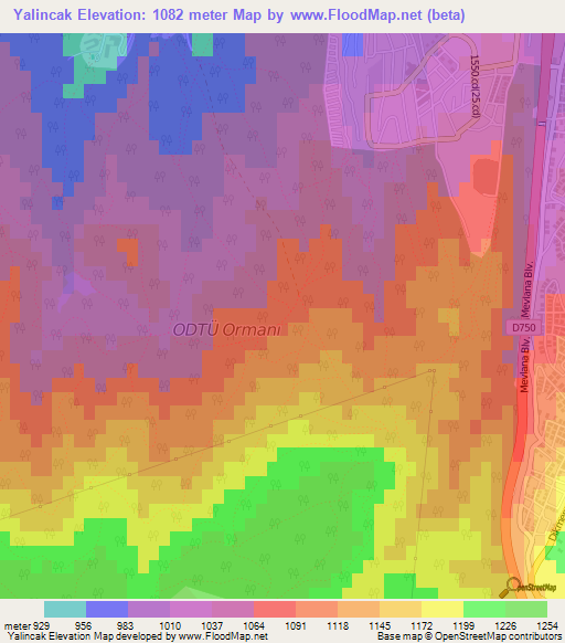 Yalincak,Turkey Elevation Map