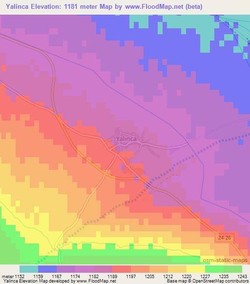 Yalinca,Turkey Elevation Map