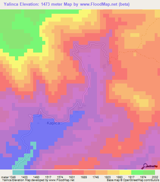 Yalinca,Turkey Elevation Map