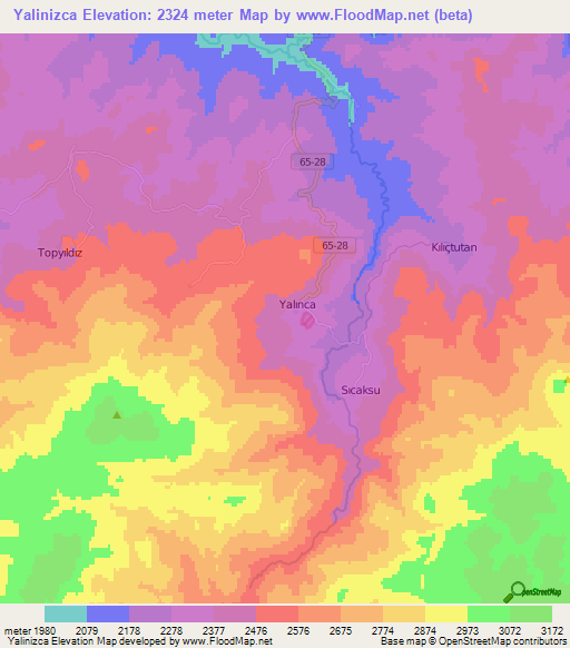 Yalinizca,Turkey Elevation Map