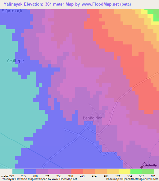 Yalinayak,Turkey Elevation Map