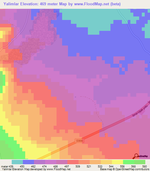 Yalimlar,Turkey Elevation Map