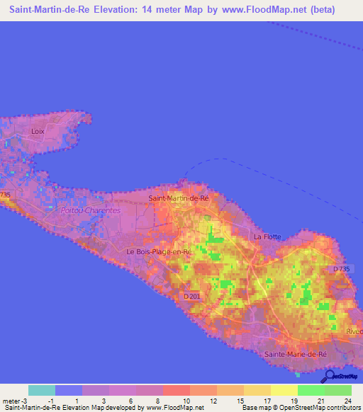 Saint-Martin-de-Re,France Elevation Map