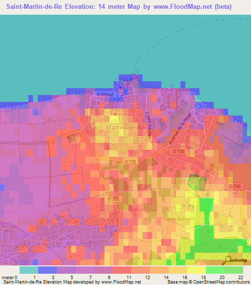 Saint-Martin-de-Re,France Elevation Map