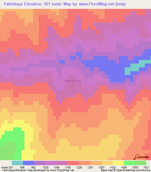 Yalimkaya,Turkey Elevation Map