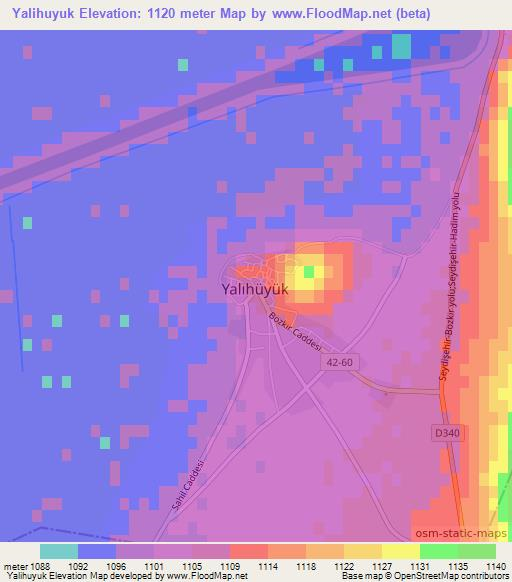 Yalihuyuk,Turkey Elevation Map