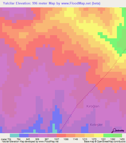 Yalcilar,Turkey Elevation Map