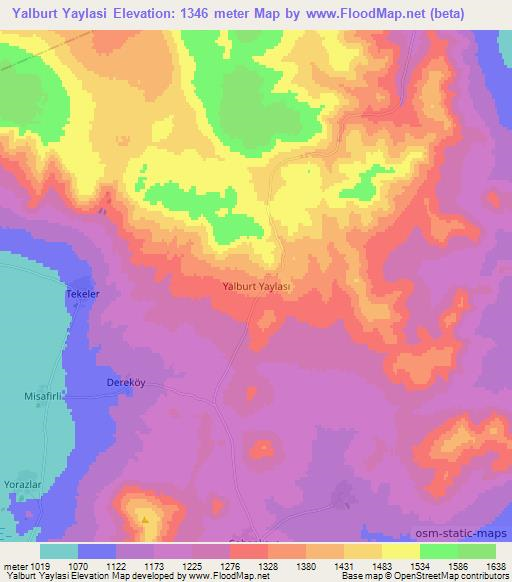 Yalburt Yaylasi,Turkey Elevation Map