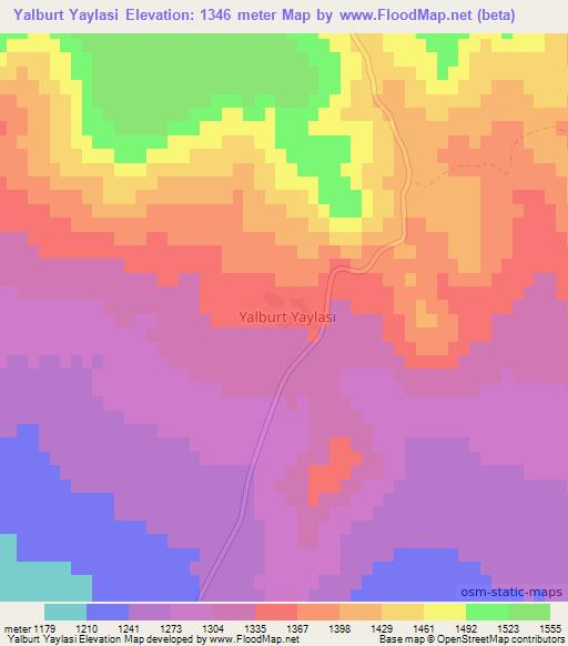 Yalburt Yaylasi,Turkey Elevation Map