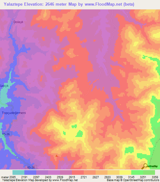 Yalaztepe,Turkey Elevation Map