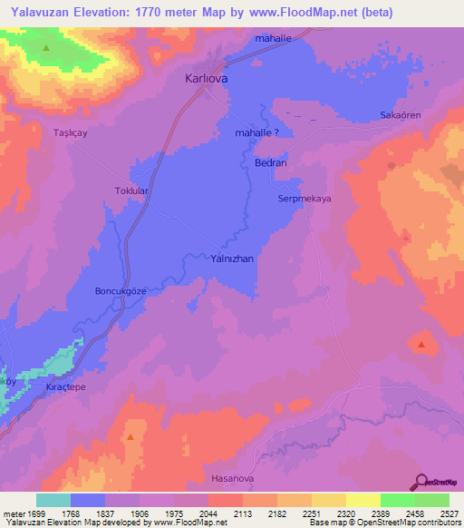 Yalavuzan,Turkey Elevation Map