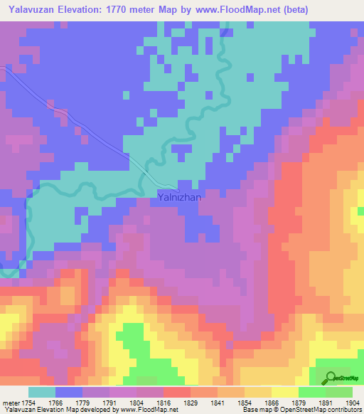 Yalavuzan,Turkey Elevation Map