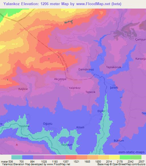 Yalankoz,Turkey Elevation Map