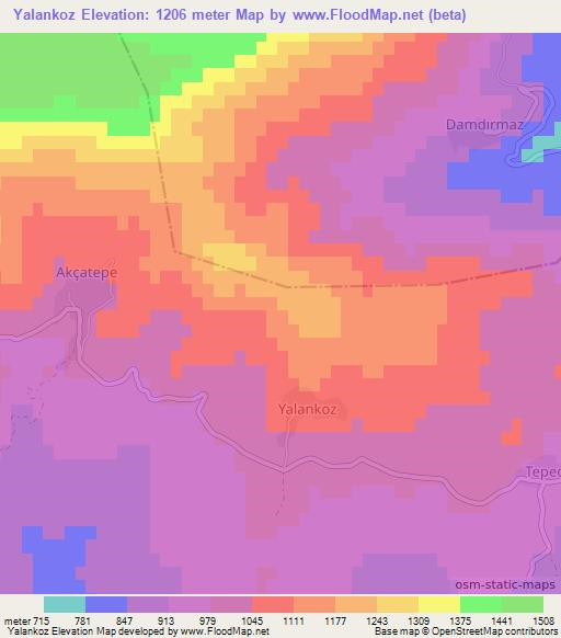 Yalankoz,Turkey Elevation Map