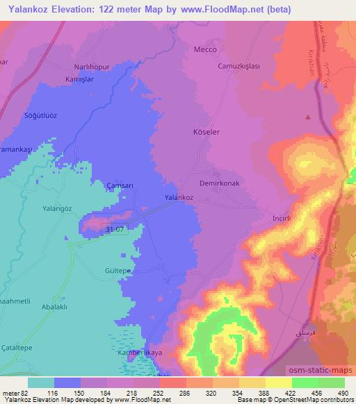 Yalankoz,Turkey Elevation Map