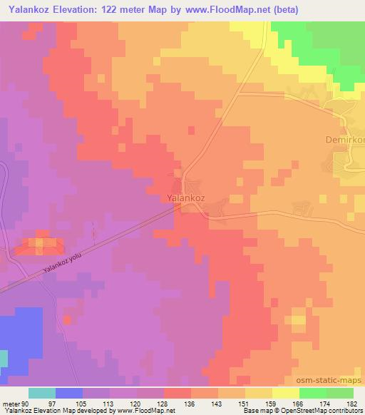 Yalankoz,Turkey Elevation Map