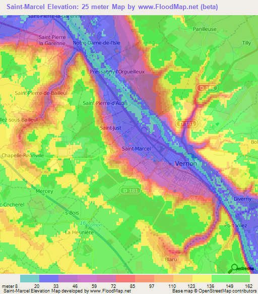 Saint-Marcel,France Elevation Map