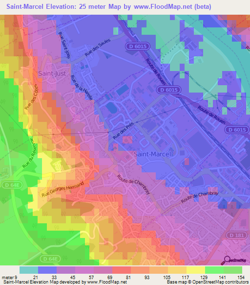 Saint-Marcel,France Elevation Map