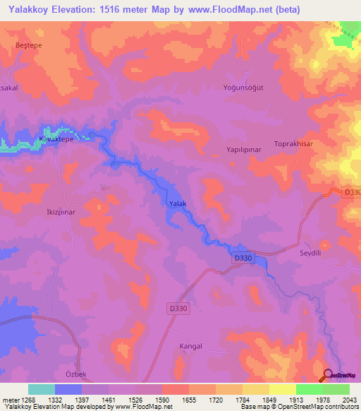 Yalakkoy,Turkey Elevation Map