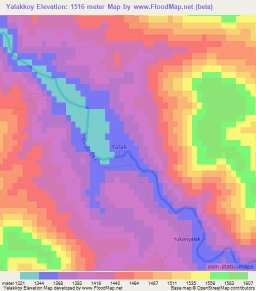 Yalakkoy,Turkey Elevation Map