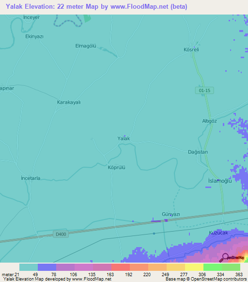 Yalak,Turkey Elevation Map