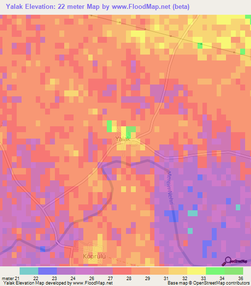 Yalak,Turkey Elevation Map