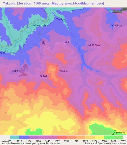 Yakuplu,Turkey Elevation Map