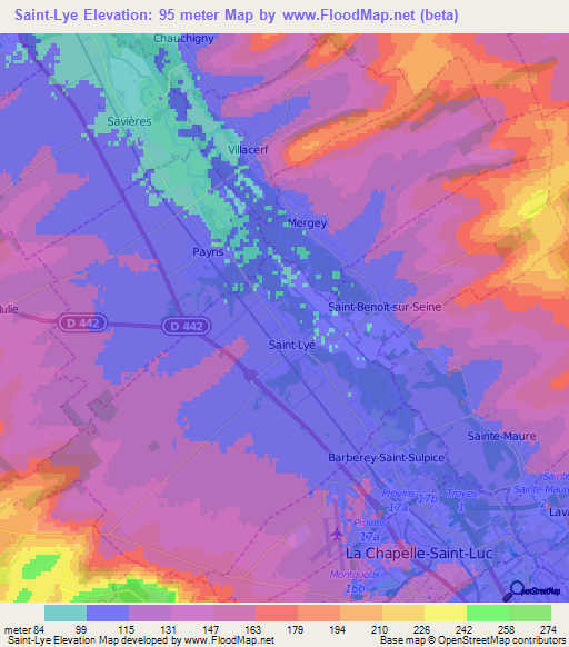 Saint-Lye,France Elevation Map