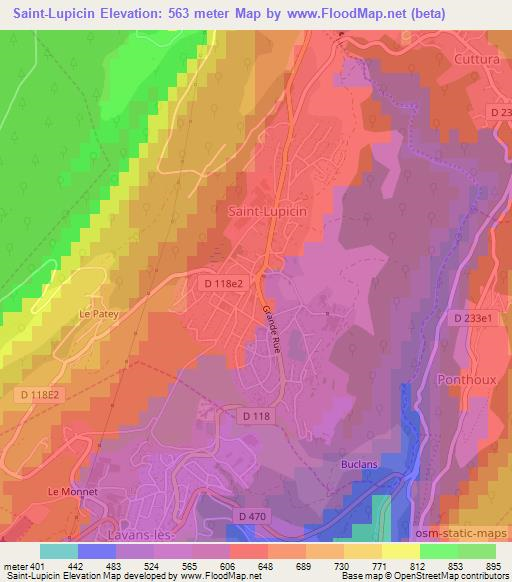 Saint-Lupicin,France Elevation Map