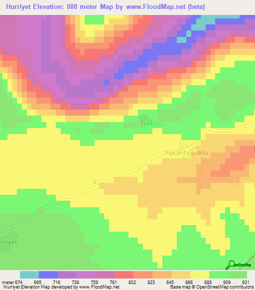 Hurriyet,Turkey Elevation Map