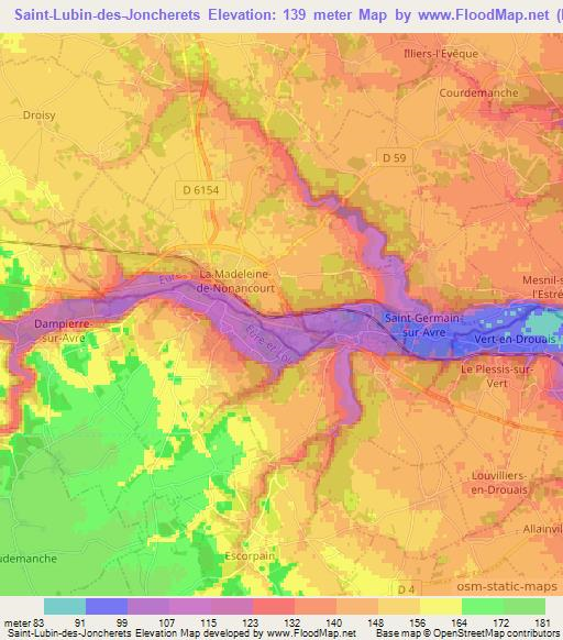 Saint-Lubin-des-Joncherets,France Elevation Map