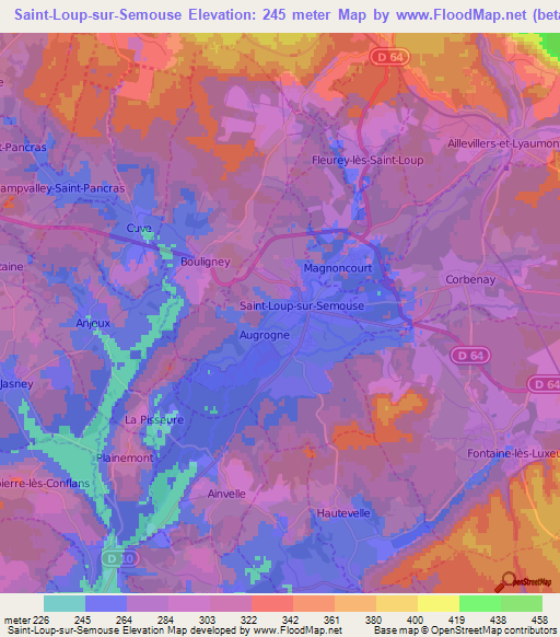 Saint-Loup-sur-Semouse,France Elevation Map