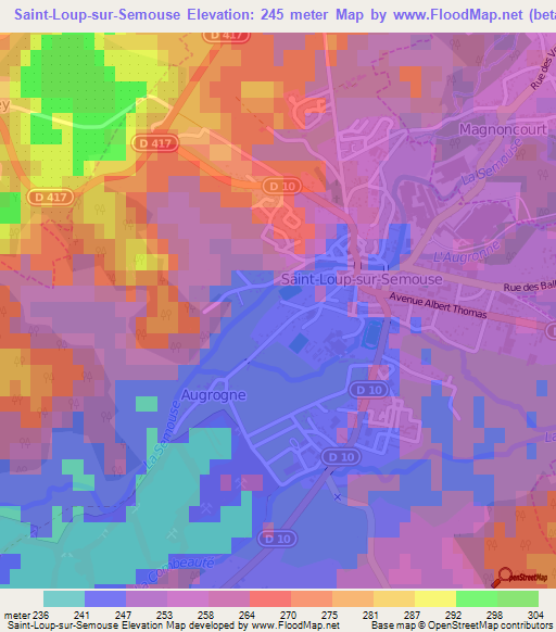 Saint-Loup-sur-Semouse,France Elevation Map