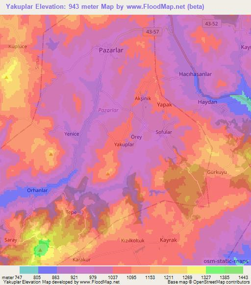 Yakuplar,Turkey Elevation Map