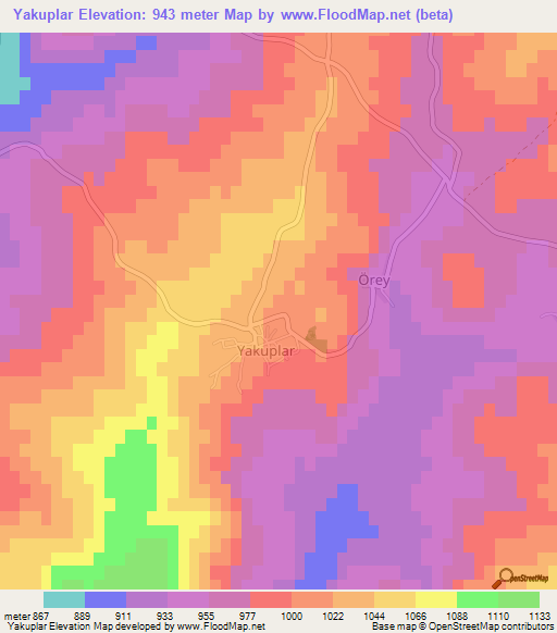 Yakuplar,Turkey Elevation Map