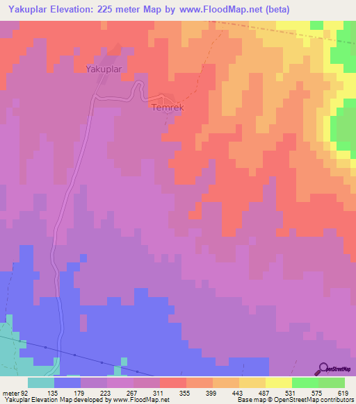 Yakuplar,Turkey Elevation Map