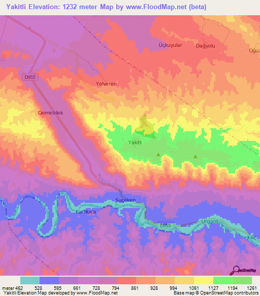 Yakitli,Turkey Elevation Map