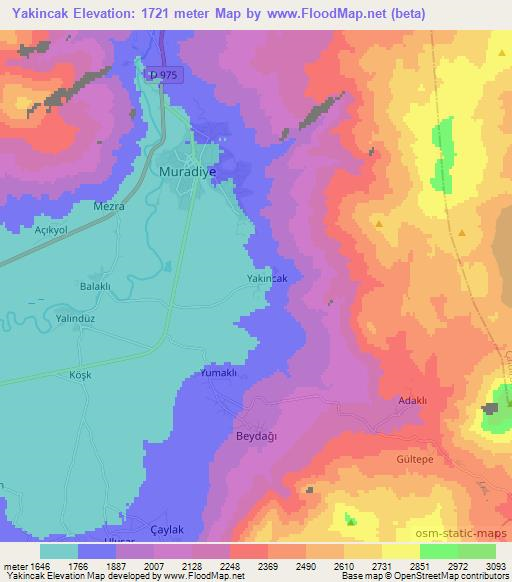 Yakincak,Turkey Elevation Map