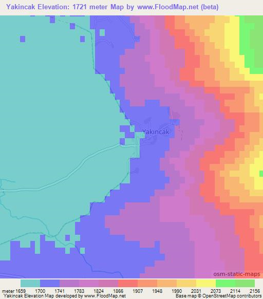 Yakincak,Turkey Elevation Map