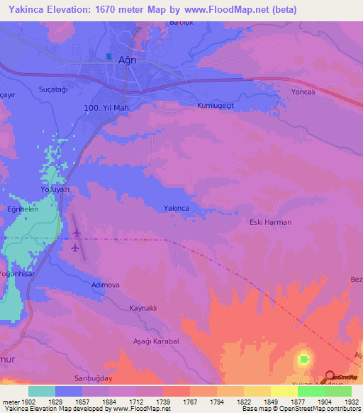 Yakinca,Turkey Elevation Map