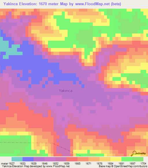 Yakinca,Turkey Elevation Map