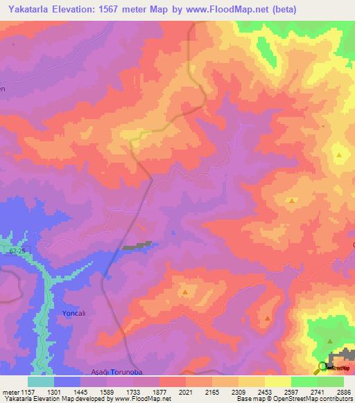 Yakatarla,Turkey Elevation Map