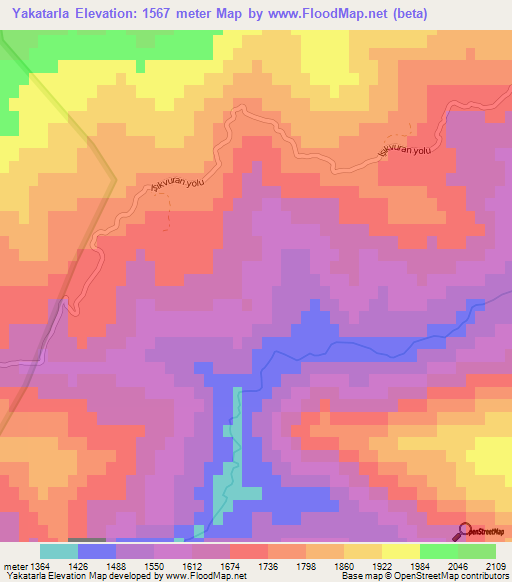 Yakatarla,Turkey Elevation Map